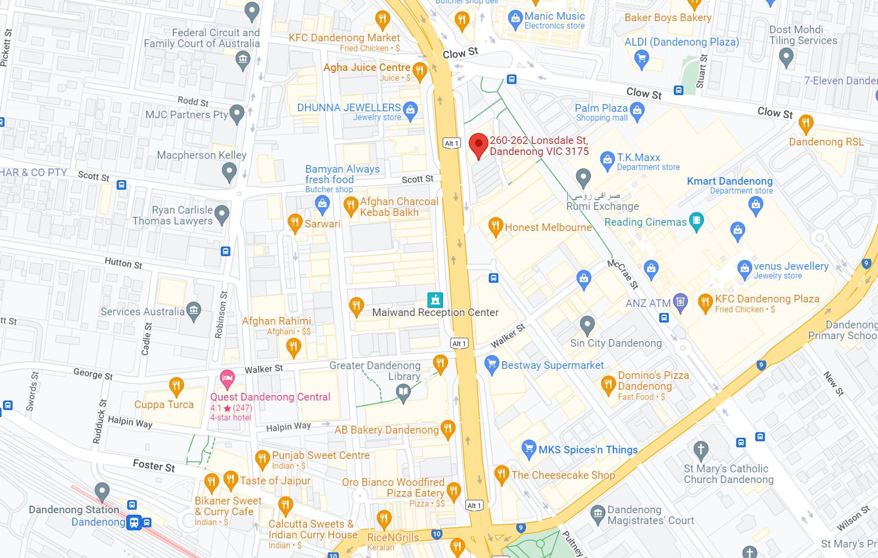 Map of area aroind Lonsdale Street, Dandenonng