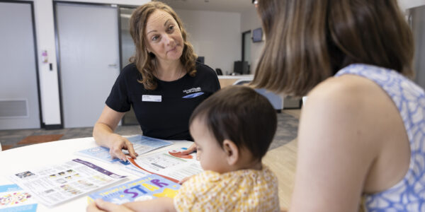 009-2024 Casey EPC Families_00056 Pictured (L-R): Jacqueline Hopley, Nurse Manager, Monash Health, Natalie Perera and Daisy Perera (child), pictured at Murrumbek Casey Early Parenting Centre. Copyright Monash Health. Not for use without prior written permission.